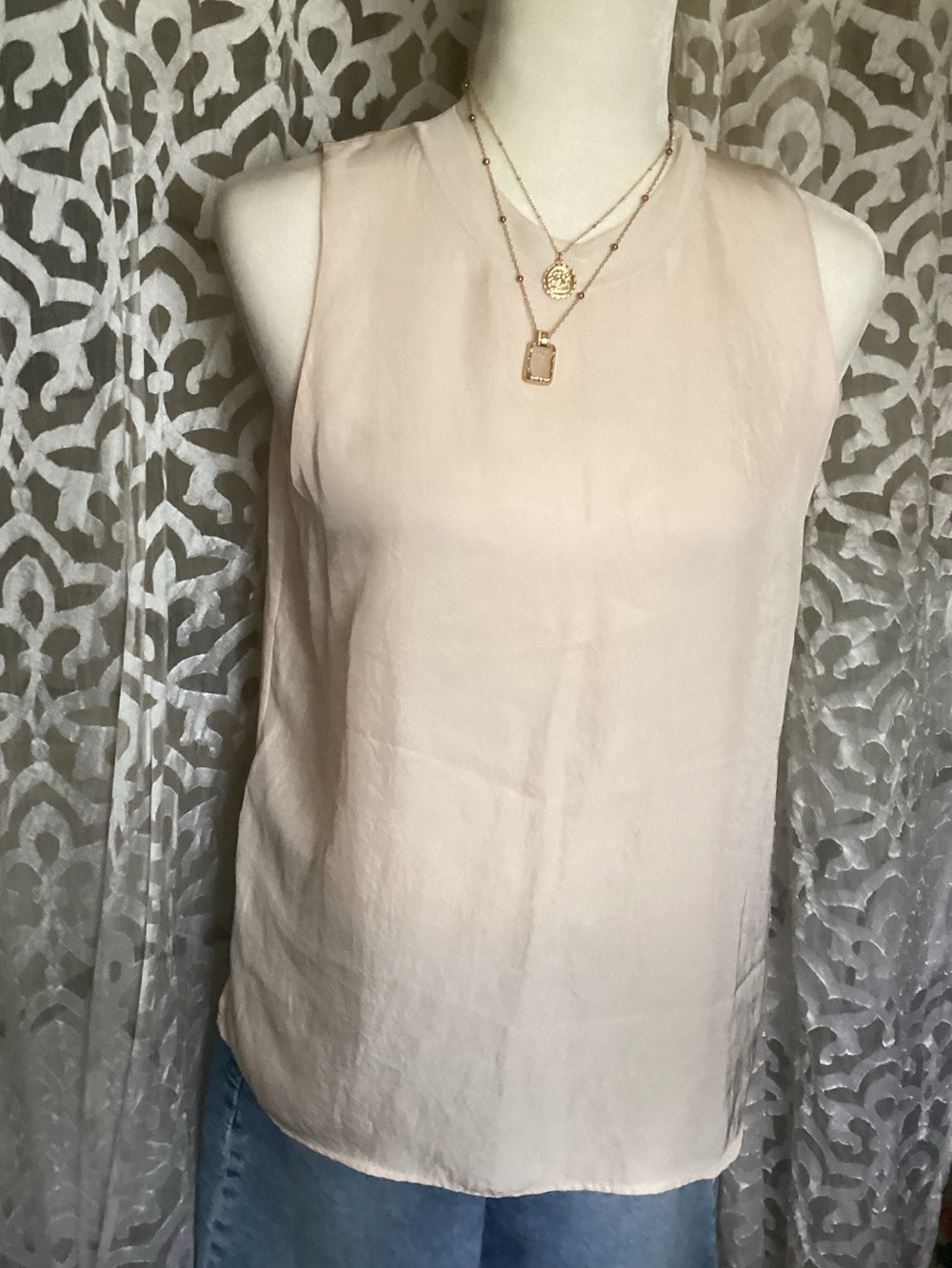 Vince Soft Blush Sleeveless Shell Top Small
